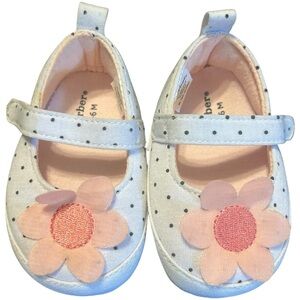 Gerber Baby Girls Polka Dot Flower Mary Jane Shoes,‎ 6M